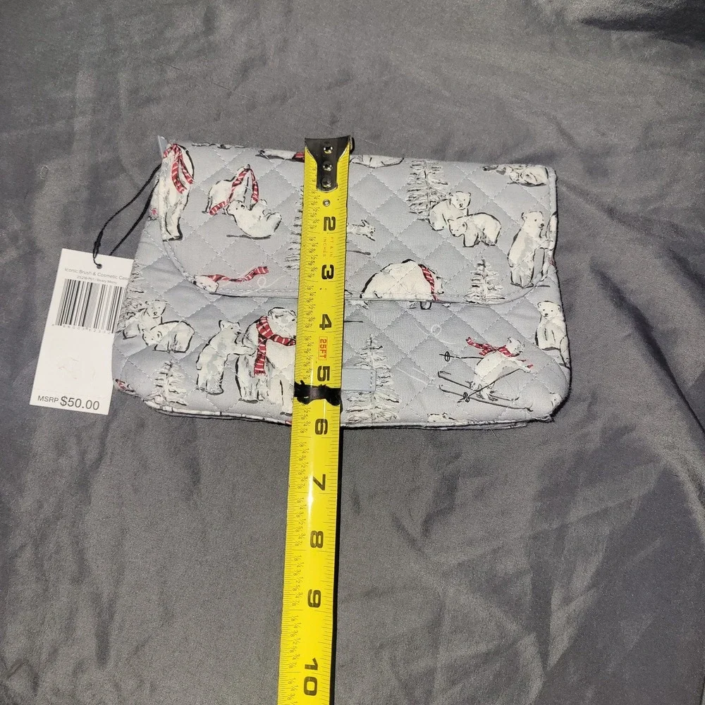 Vera Bradley Brush & Cosmetic Case Beary Merry NWT Travel Polar Bear Gray White